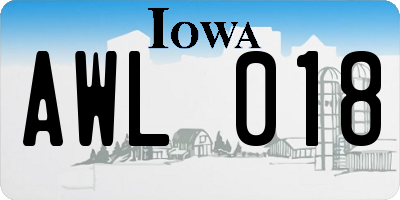 IA license plate AWL018