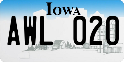 IA license plate AWL020