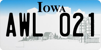 IA license plate AWL021