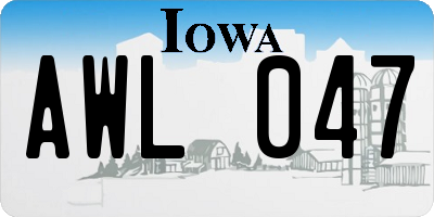 IA license plate AWL047