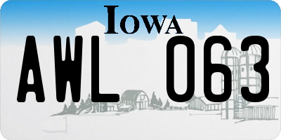 IA license plate AWL063