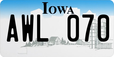 IA license plate AWL070