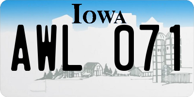 IA license plate AWL071