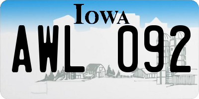 IA license plate AWL092