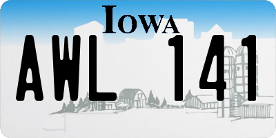 IA license plate AWL141