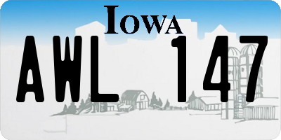IA license plate AWL147