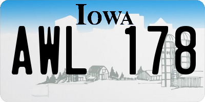 IA license plate AWL178