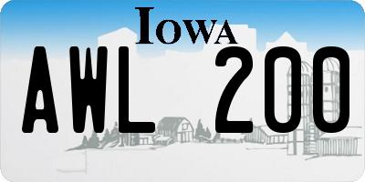 IA license plate AWL200