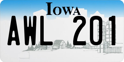 IA license plate AWL201