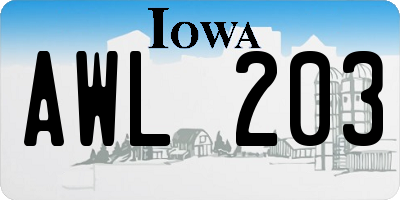 IA license plate AWL203