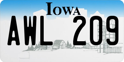 IA license plate AWL209