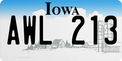 IA license plate AWL213