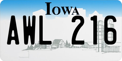 IA license plate AWL216