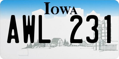 IA license plate AWL231