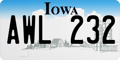 IA license plate AWL232