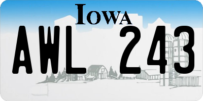 IA license plate AWL243