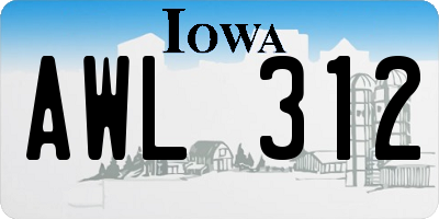 IA license plate AWL312