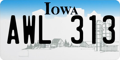 IA license plate AWL313