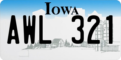 IA license plate AWL321