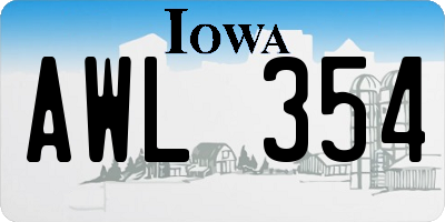 IA license plate AWL354