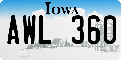 IA license plate AWL360