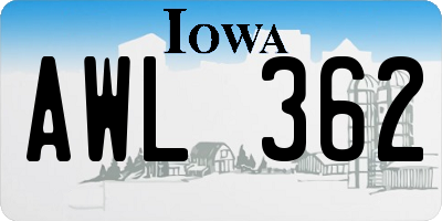 IA license plate AWL362