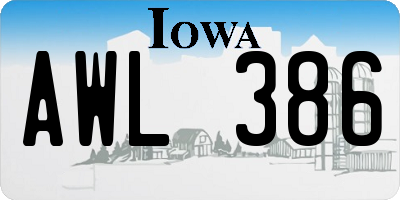 IA license plate AWL386