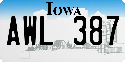 IA license plate AWL387