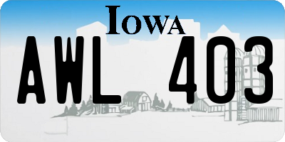 IA license plate AWL403