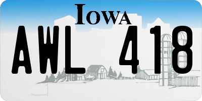 IA license plate AWL418