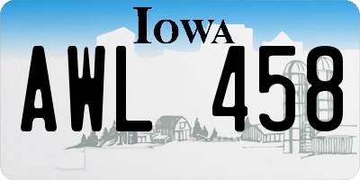 IA license plate AWL458
