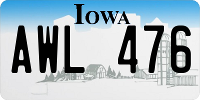 IA license plate AWL476