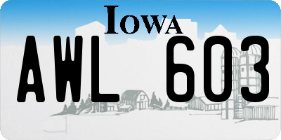 IA license plate AWL603