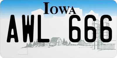 IA license plate AWL666