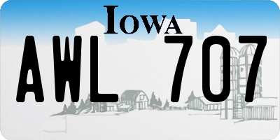 IA license plate AWL707