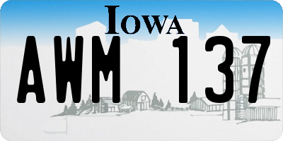 IA license plate AWM137