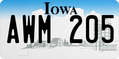 IA license plate AWM205