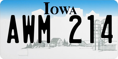 IA license plate AWM214