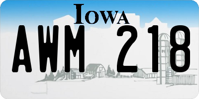 IA license plate AWM218