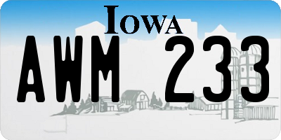 IA license plate AWM233