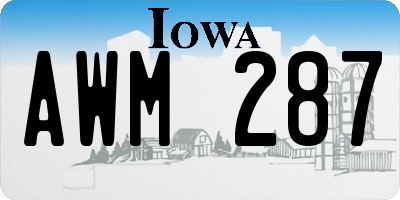 IA license plate AWM287