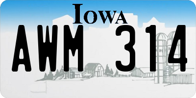 IA license plate AWM314