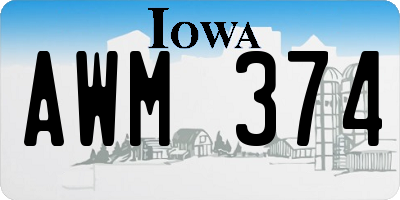 IA license plate AWM374