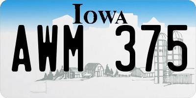 IA license plate AWM375