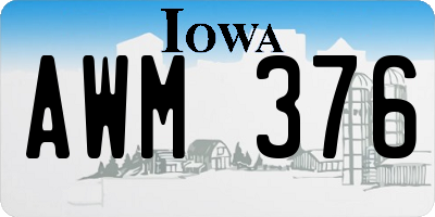 IA license plate AWM376