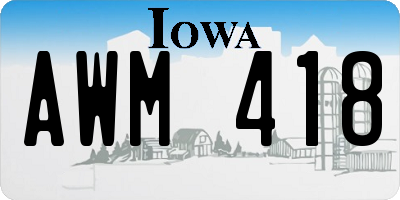 IA license plate AWM418
