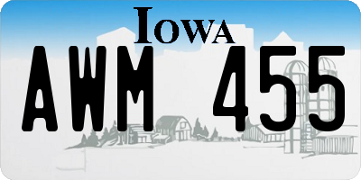 IA license plate AWM455