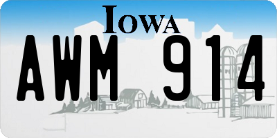 IA license plate AWM914