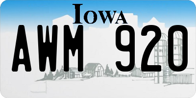 IA license plate AWM920