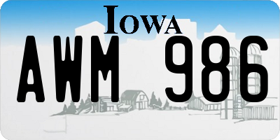 IA license plate AWM986